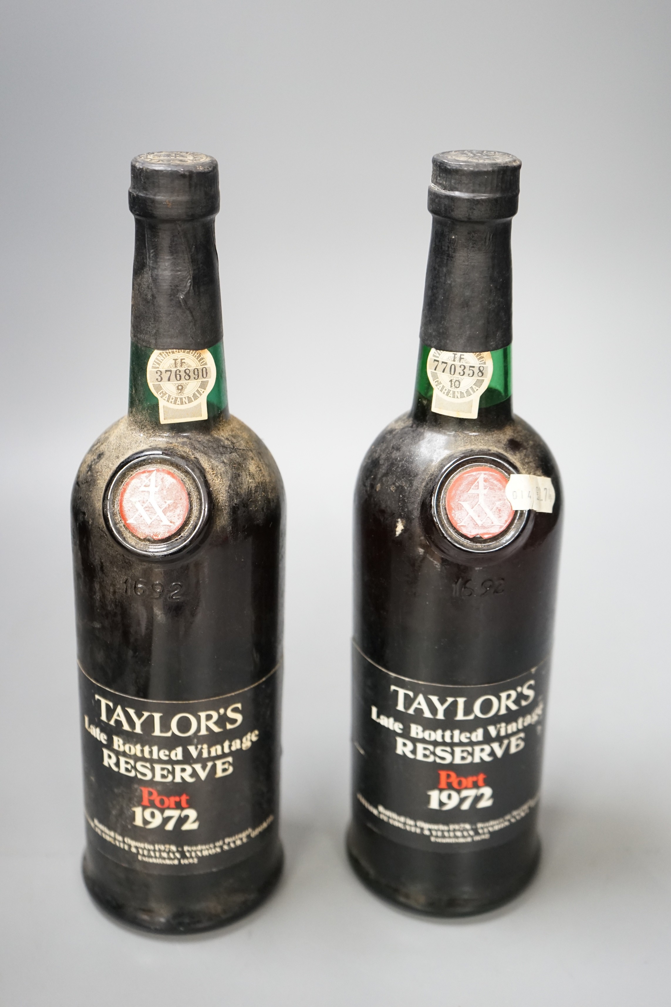 Two bottles of Taylors 1972 Port